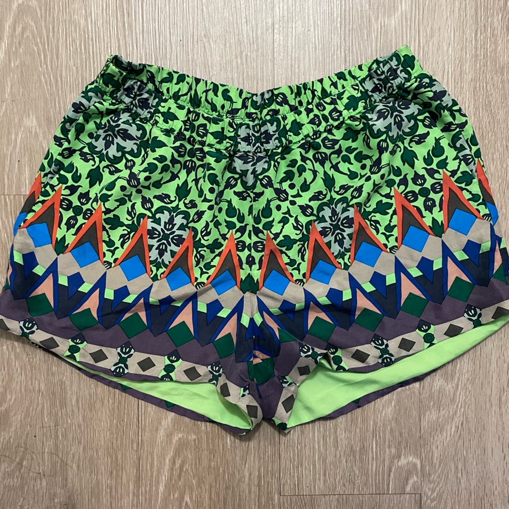 J. Crew Gemstone Neon Multicolor Floral 100% Silk Shorts Women's Size 4